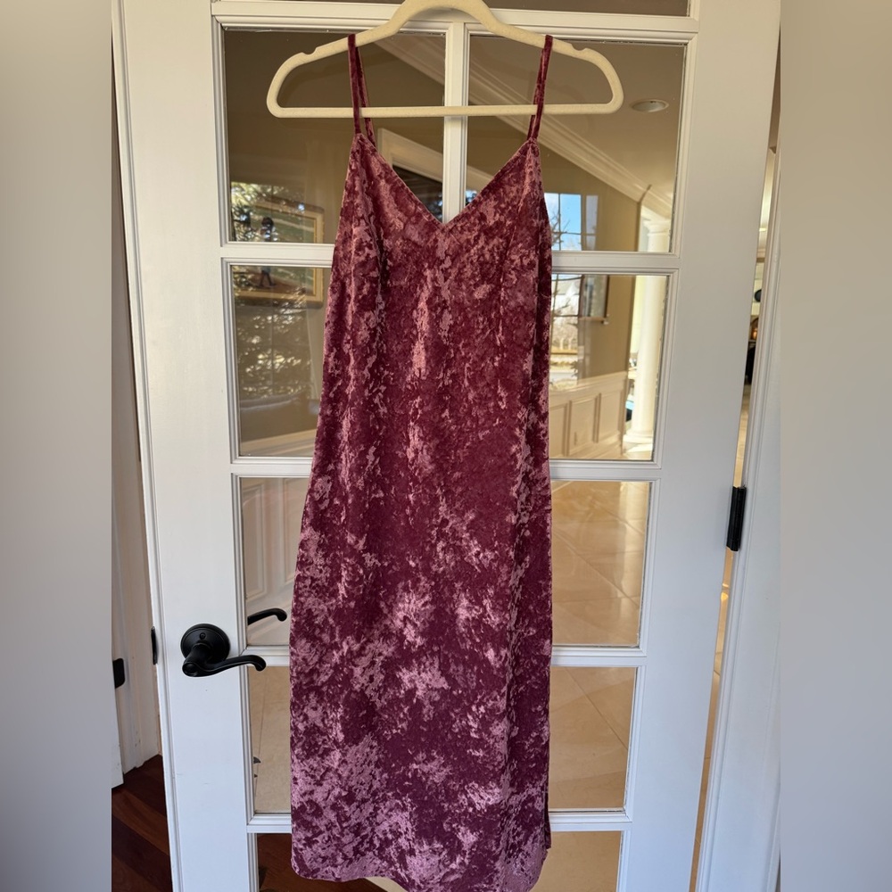 Crushed velour slip dress
